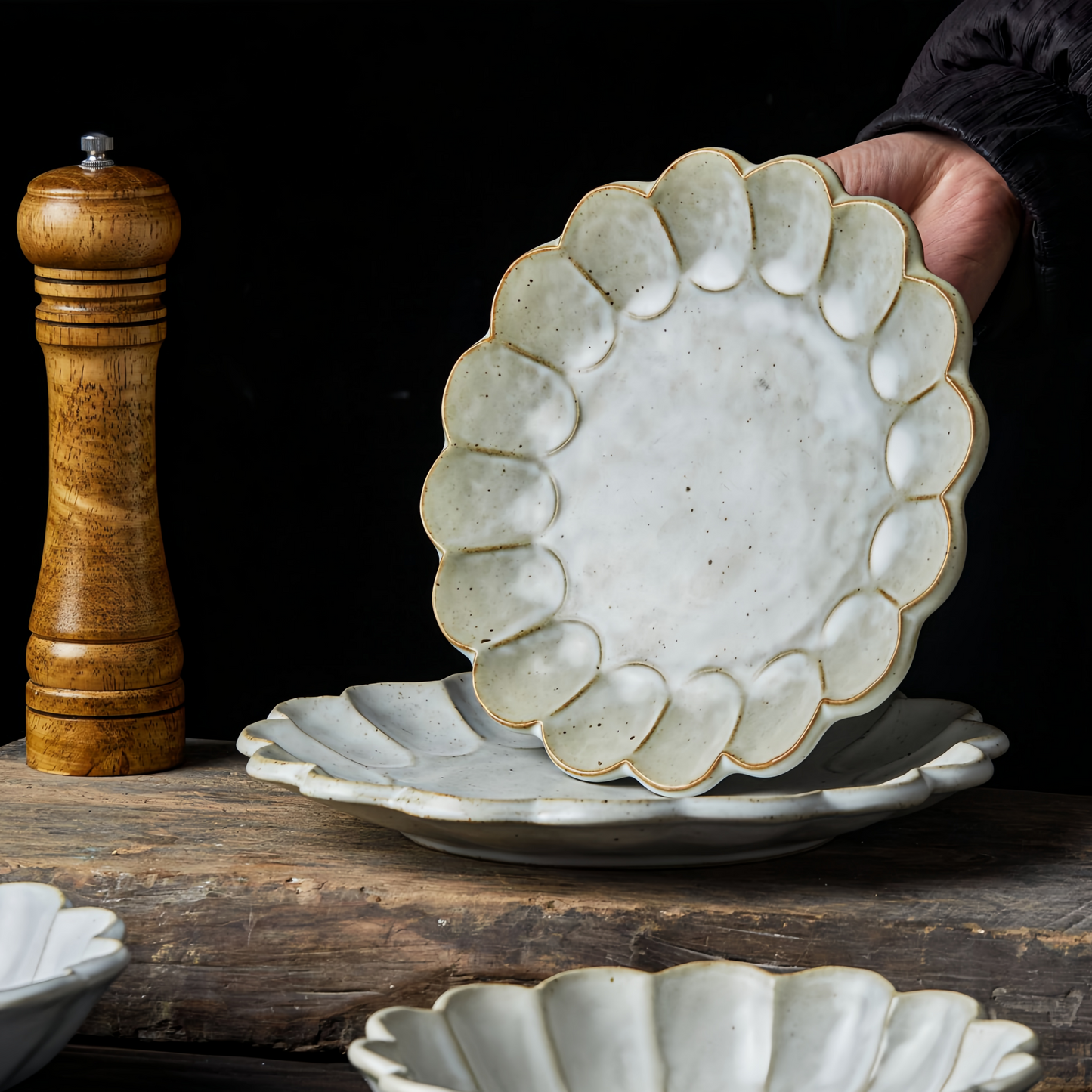8-inch artisanal dinner plate with earthy tones for rustic table settings