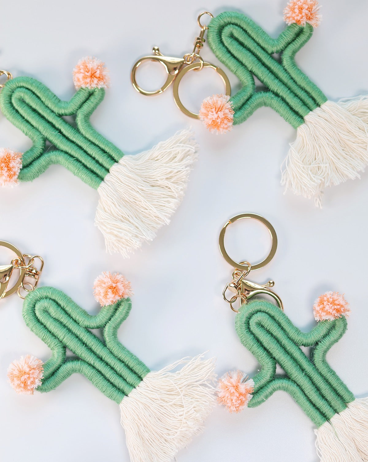 Handmade Blossom Cactus Macrame Keychain, Bag Charm