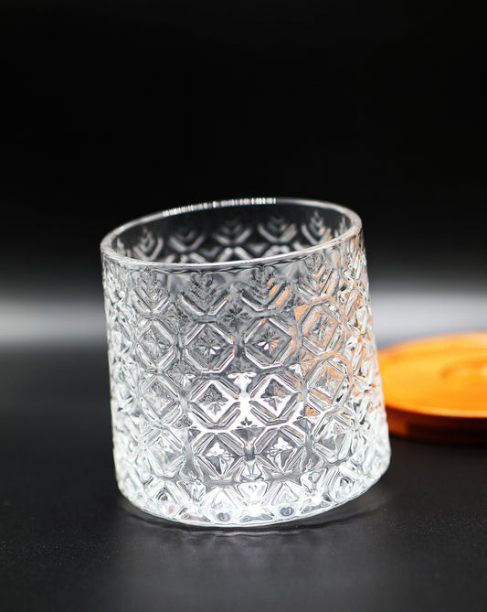 Vintage Spinning Glass Cup with Wood Base