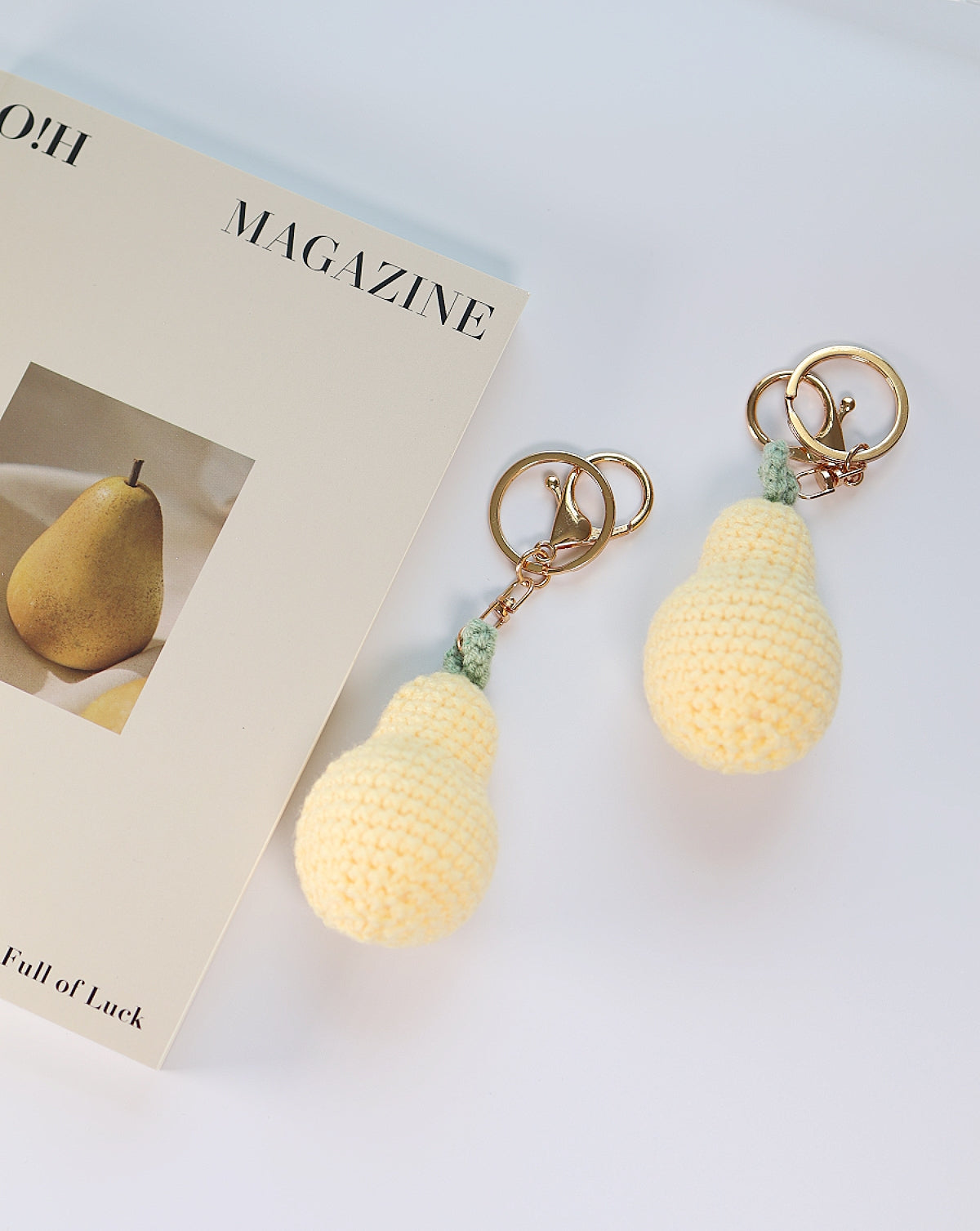 Handmade Pear Macrame Keychain, Bag Charm