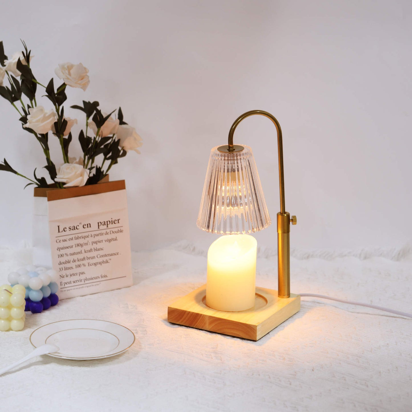 Candle Warmer Lamp adding a touch of elegance and coziness to a modern living room.