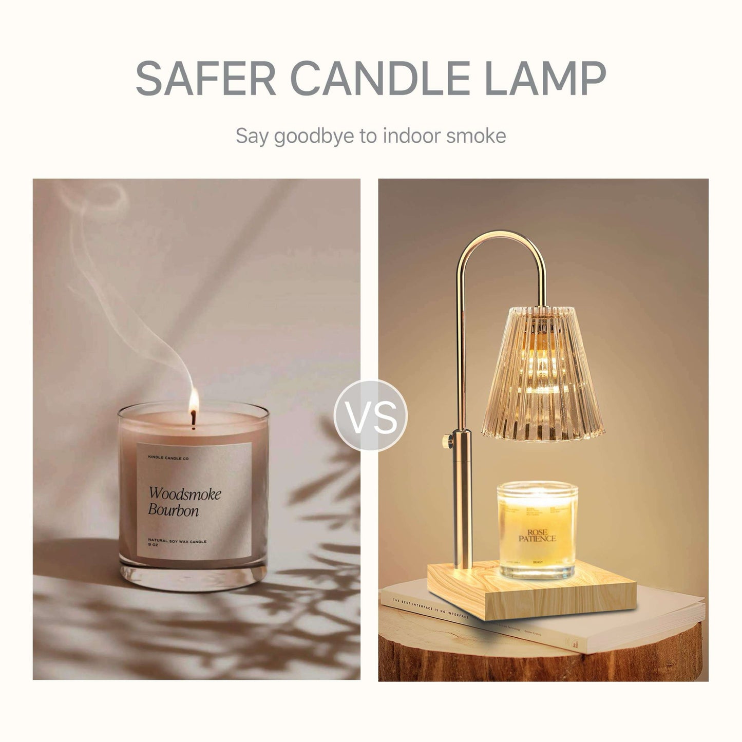 Candle Warmer Lamp gently melting a candle, releasing fragrance without smoke or flames.