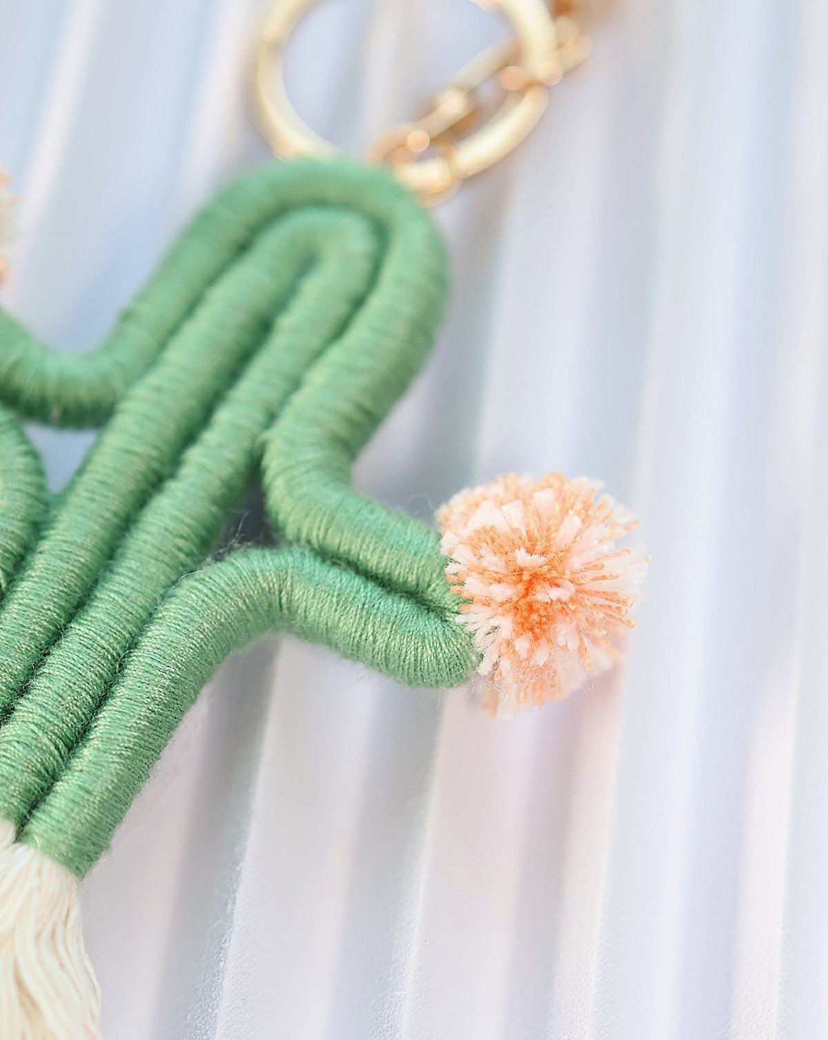 Handmade Blossom Cactus Macrame Keychain, Bag Charm