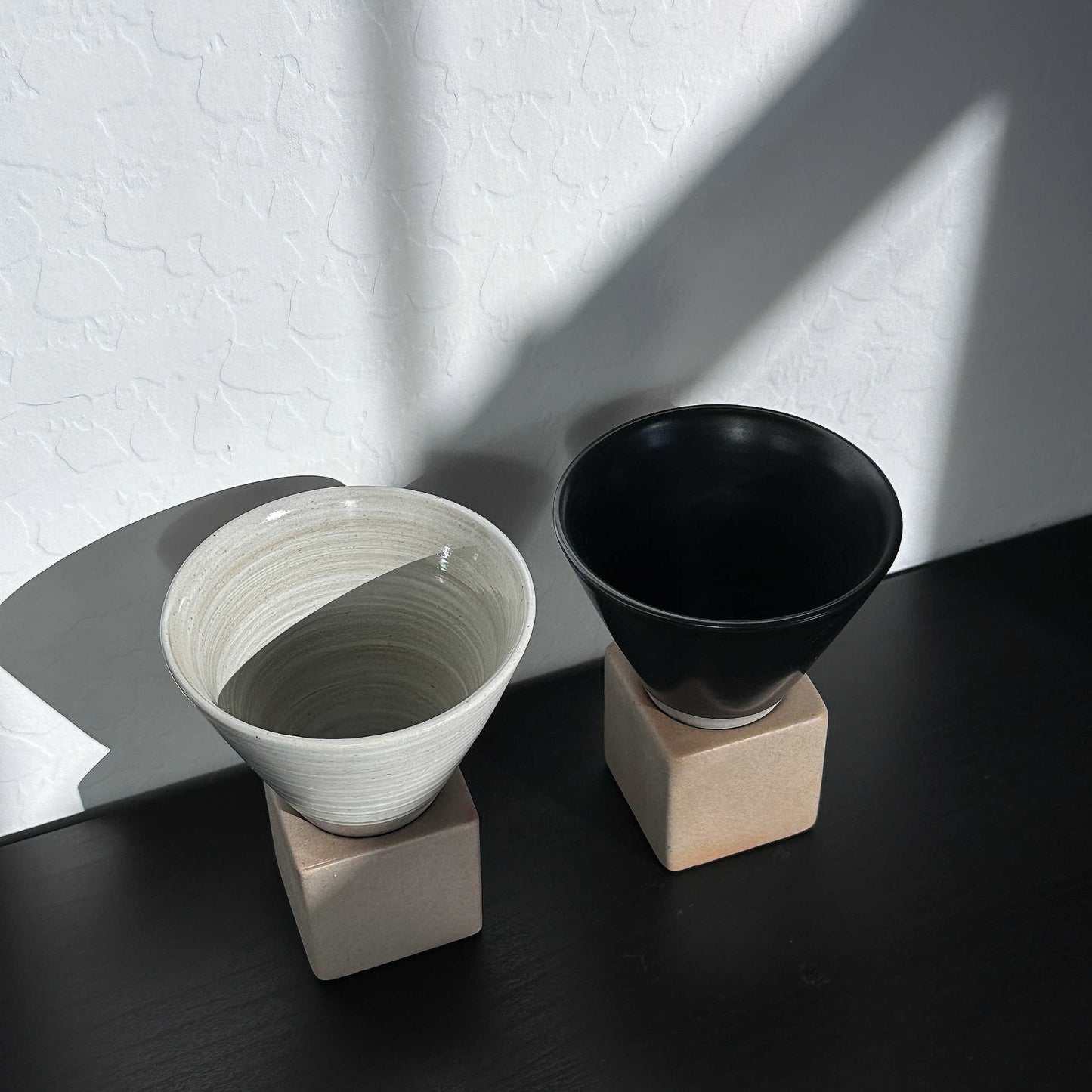 Earthy ceramic cup in a rustic kitchen, adding warmth and charm to the space.