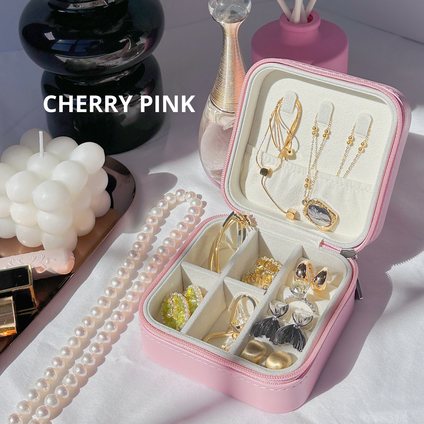 Pink Travel Jewelry Organizer