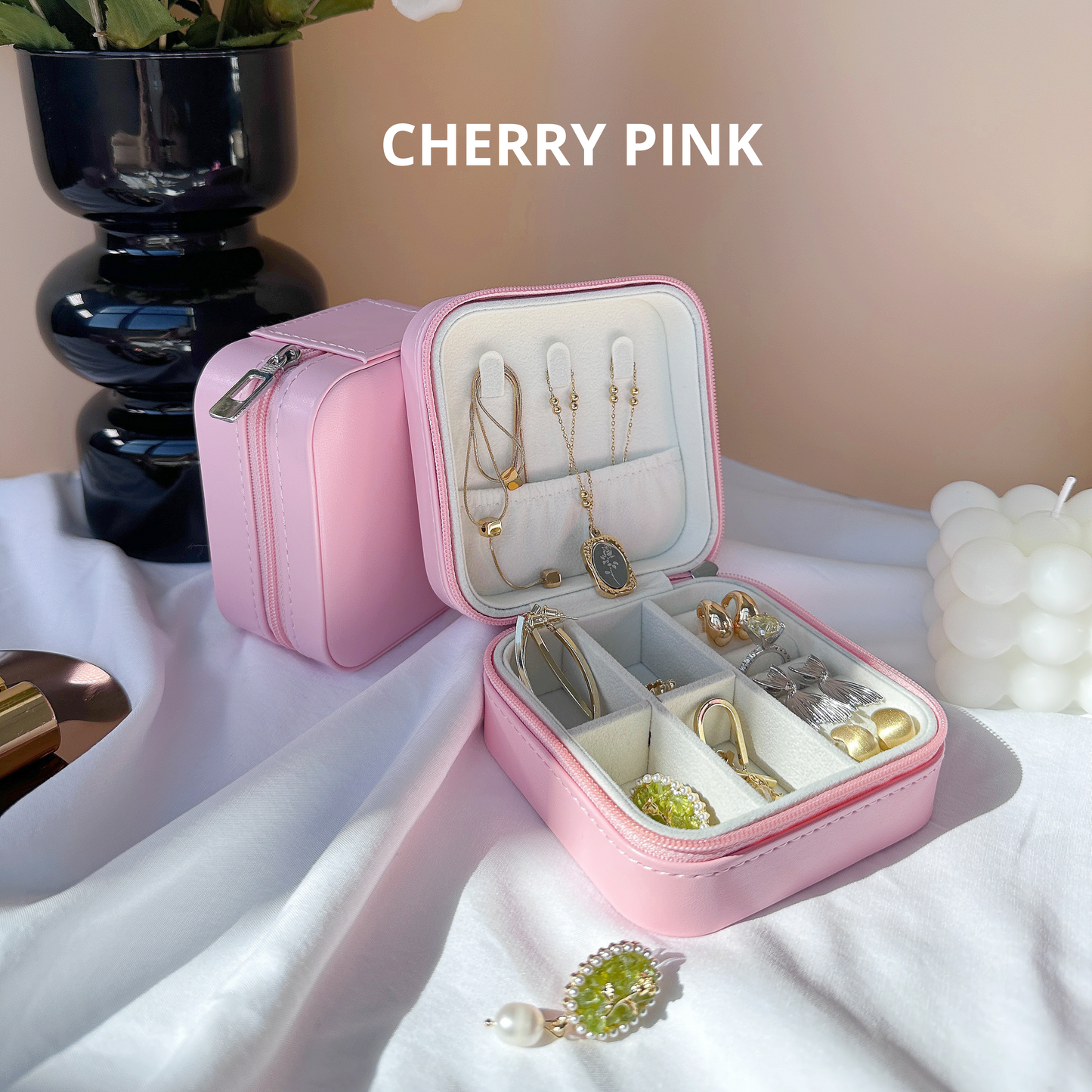 Pink Travel Jewelry Organizer