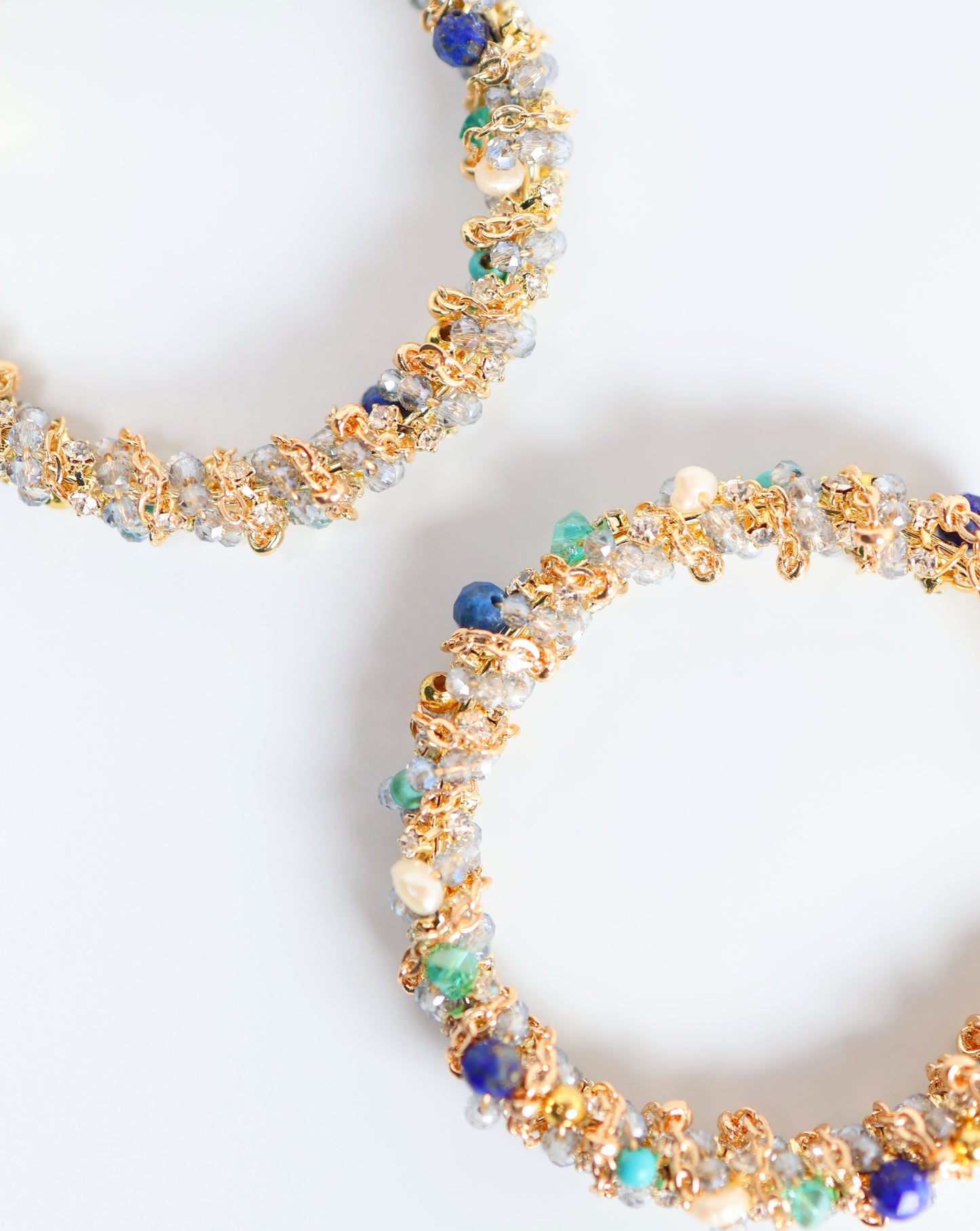 MULTI GEMSTONE & CRYSTALS DAZZLING HOOPS