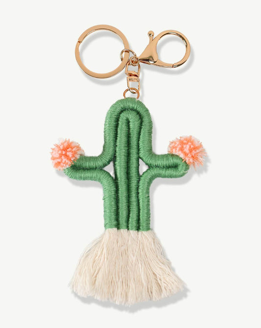 Handmade Blossom Cactus Macrame Keychain, Bag Charm