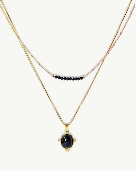 Café NOIR  ELEGANCE NECKLACE - BLACK ONYX