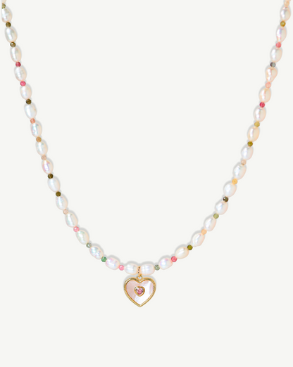 PRINCESS PEARL HEART NECKLACE