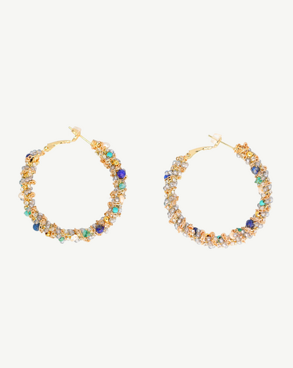 MULTI GEMSTONE & CRYSTALS DAZZLING HOOPS