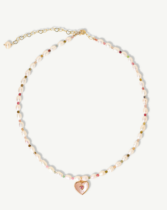 PRINCESS PEARL HEART NECKLACE