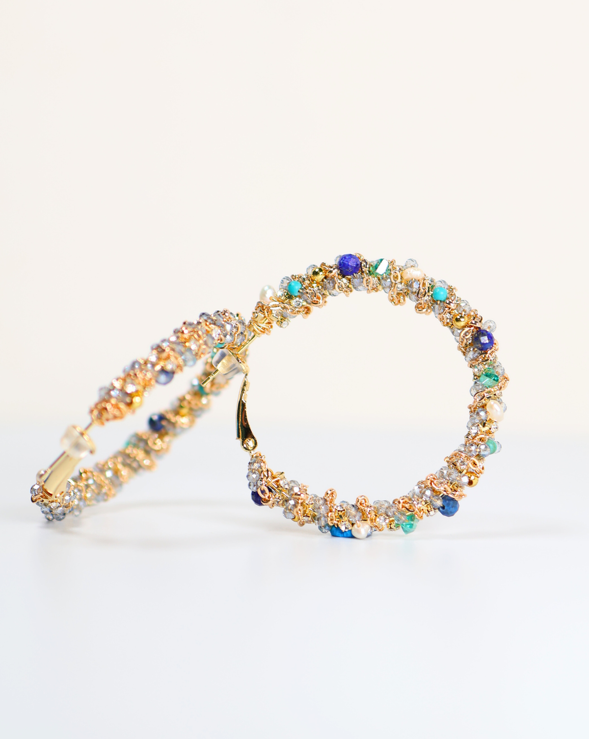 MULTI GEMSTONE & CRYSTALS DAZZLING HOOPS