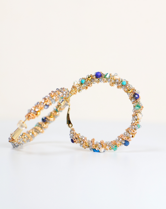 MULTI GEMSTONE & CRYSTALS DAZZLING HOOPS