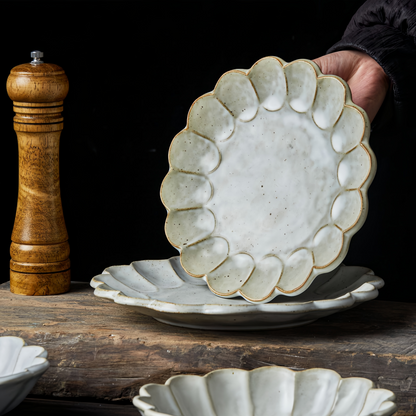 8-inch artisanal dinner plate with earthy tones for rustic table settings