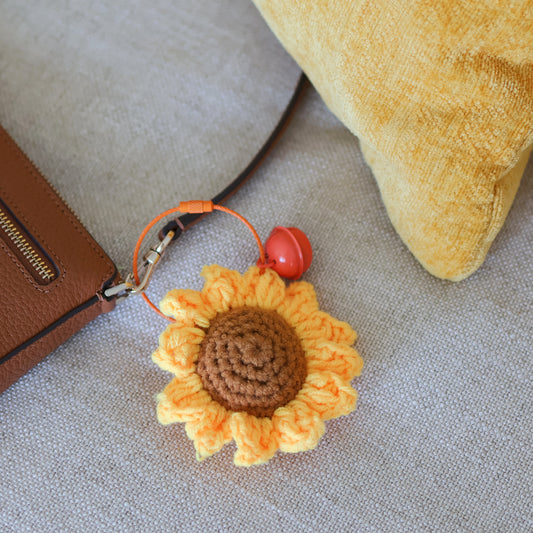 Handmade Sunflower Macrame Wire Keychain, Bag Charm, Home Decor