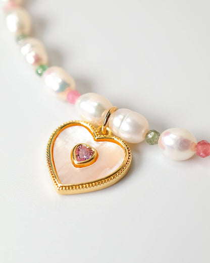 PRINCESS PEARL HEART NECKLACE