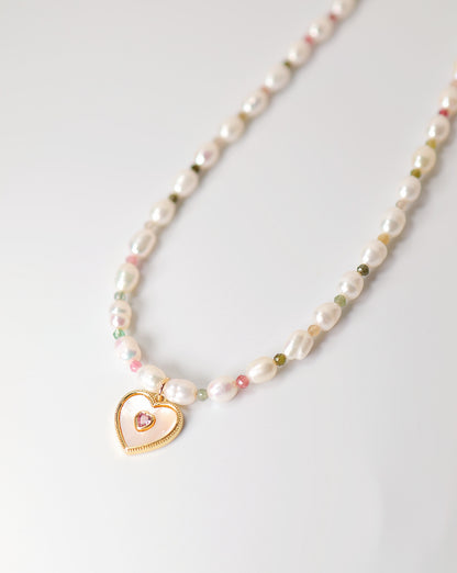 PRINCESS PEARL HEART NECKLACE