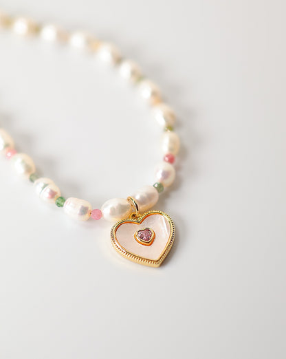 PRINCESS PEARL HEART NECKLACE