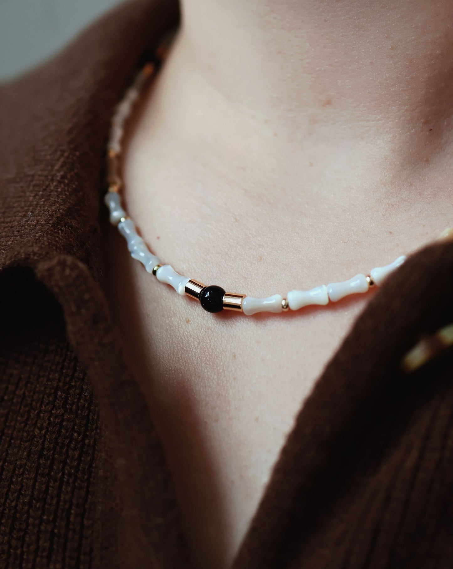 MOTHER OF PEARL BAMBOO NECKLACE