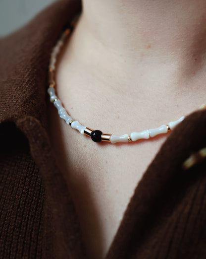 MOTHER OF PEARL BAMBOO NECKLACE