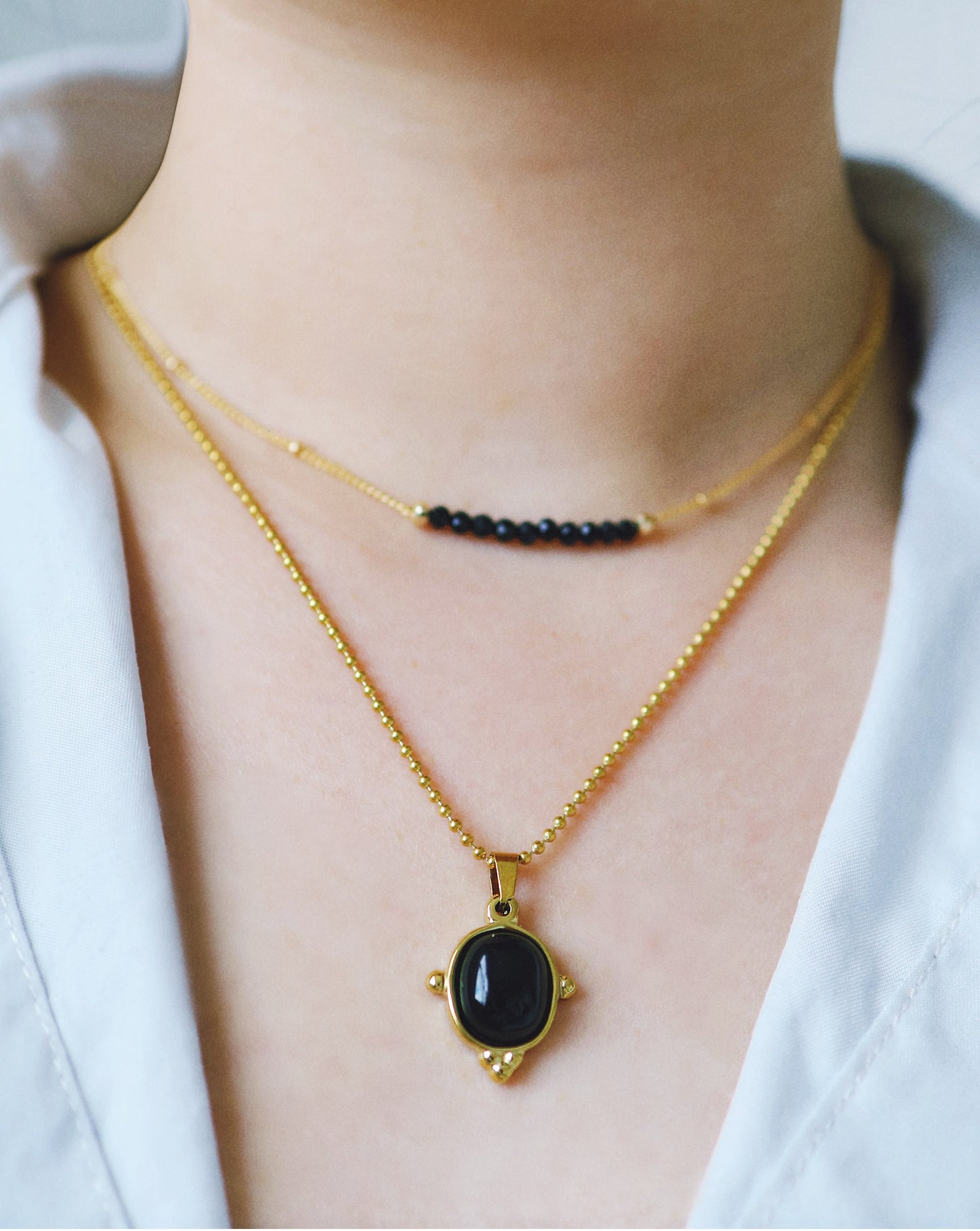 Café NOIR  ELEGANCE NECKLACE - BLACK ONYX