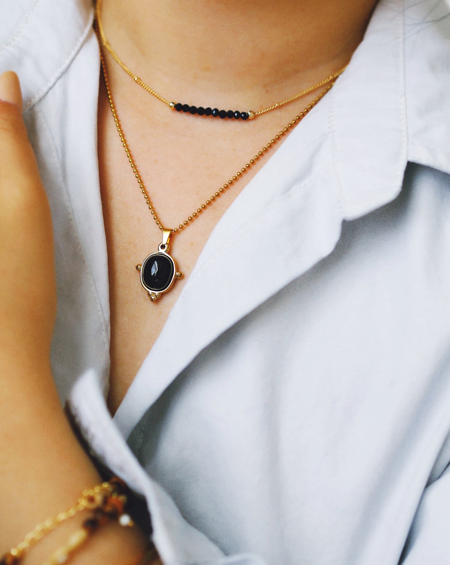 Café NOIR  ELEGANCE NECKLACE - BLACK ONYX