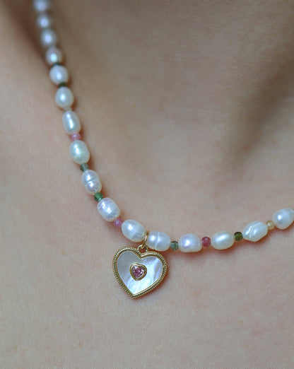 PRINCESS PEARL HEART NECKLACE