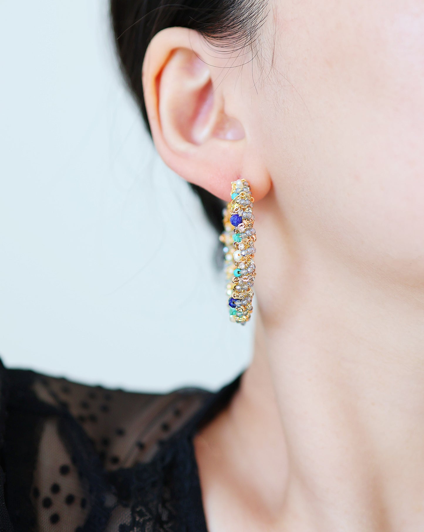 MULTI GEMSTONE & CRYSTALS DAZZLING HOOPS