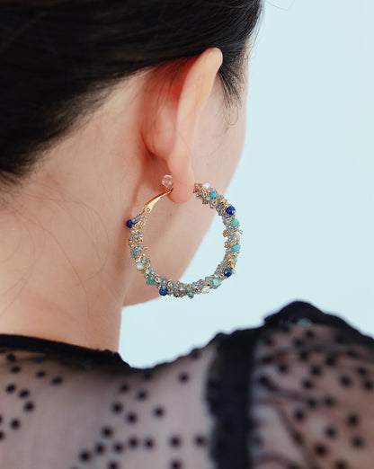 MULTI GEMSTONE & CRYSTALS DAZZLING HOOPS