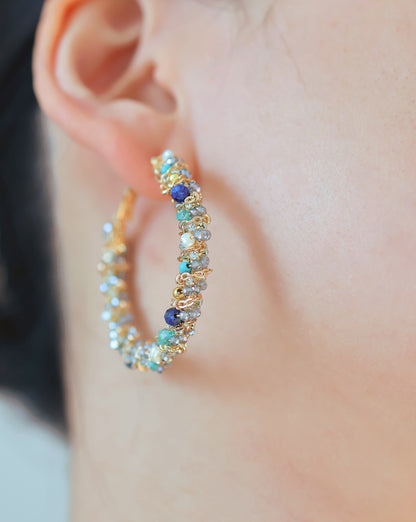 MULTI GEMSTONE & CRYSTALS DAZZLING HOOPS