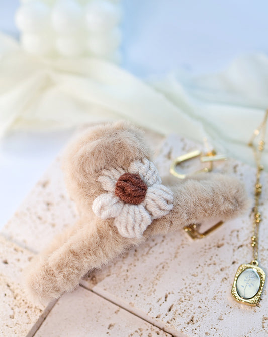 Flower Fuzzy Hair Clip