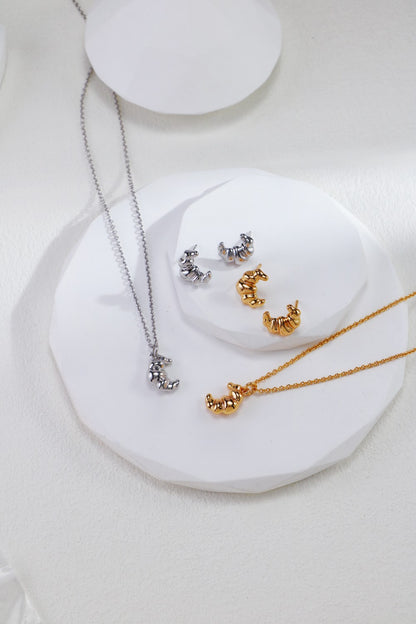 GOLD CROISSANT STUDS & NECKLACE SET