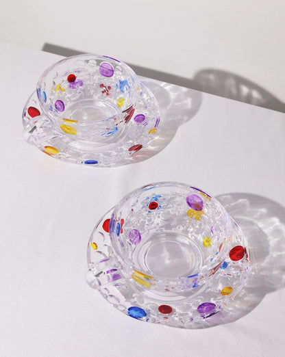 Hand-Painted Wonderland Polka Dot Cup with Saucer