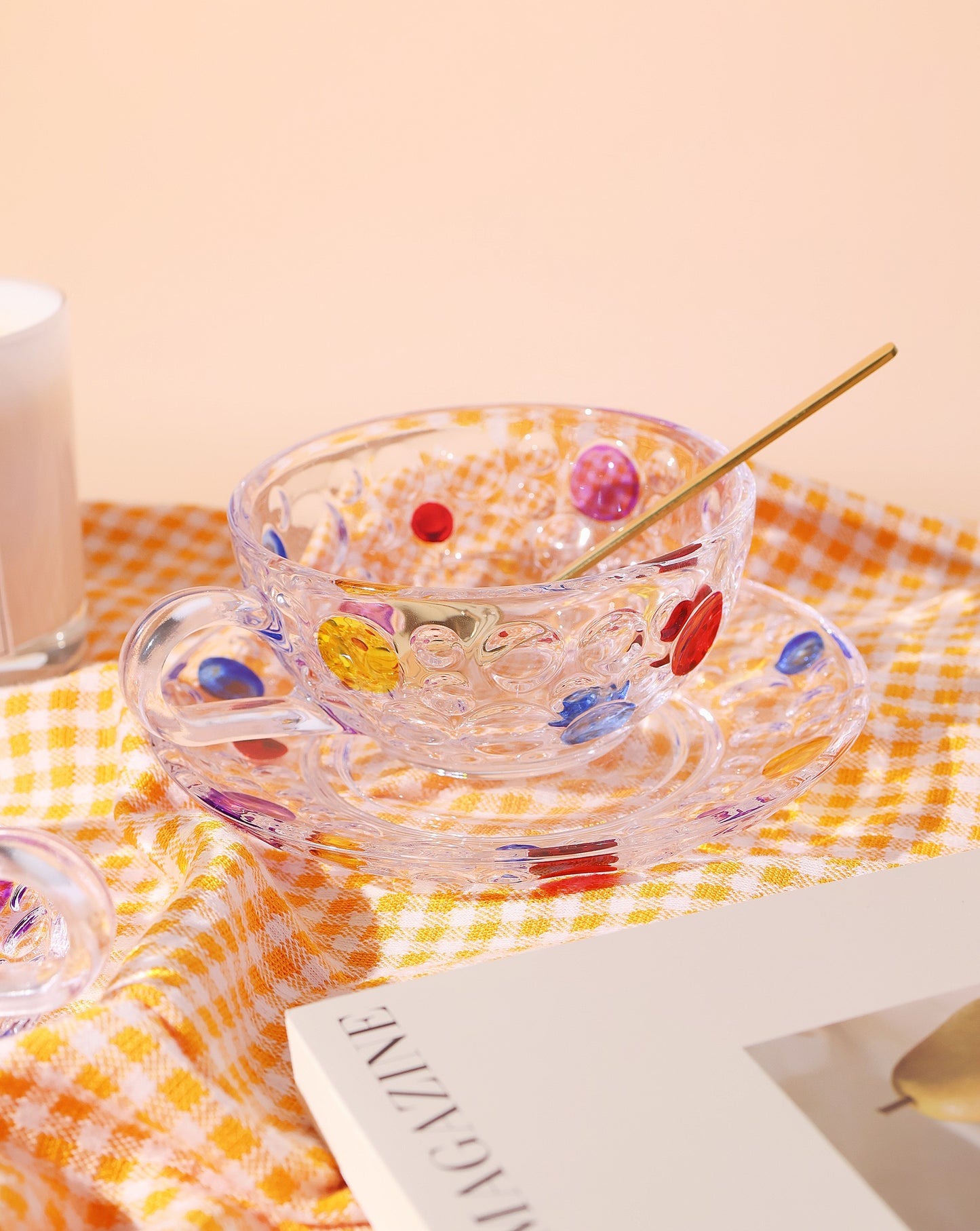 Hand-Painted Wonderland Polka Dot Cup with Saucer