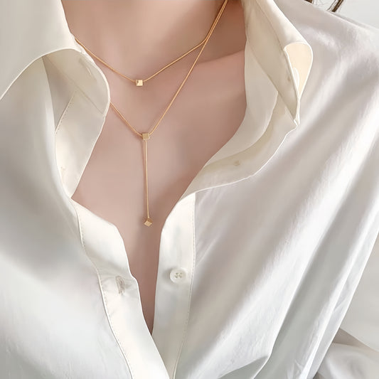 MINIMALIST CUBE LAYERED NECKLACE