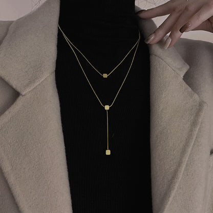 MINIMALIST CUBE LAYERED NECKLACE