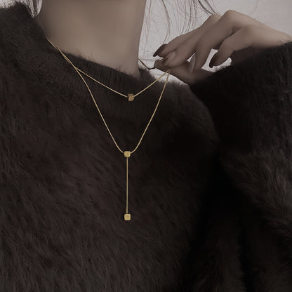 MINIMALIST CUBE LAYERED NECKLACE