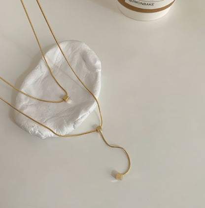 MINIMALIST CUBE LAYERED NECKLACE