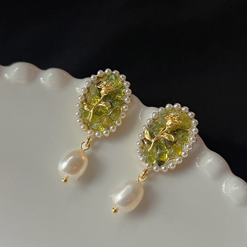 FLORAL VINTAGE PERIDOT EARRINGS